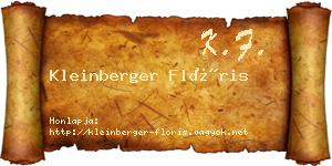 Kleinberger Flóris névjegykártya